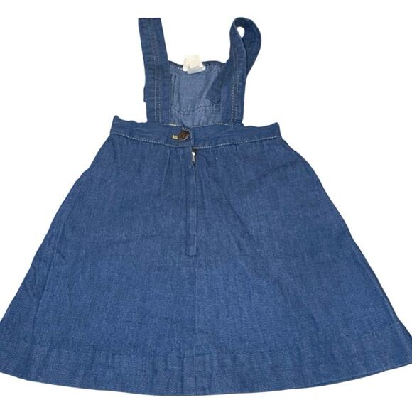 Rare Vintage 4T Girls 90s Cotton Denim Mushroom Embroidered Jumper Overall Dress - Picture 3 of 12